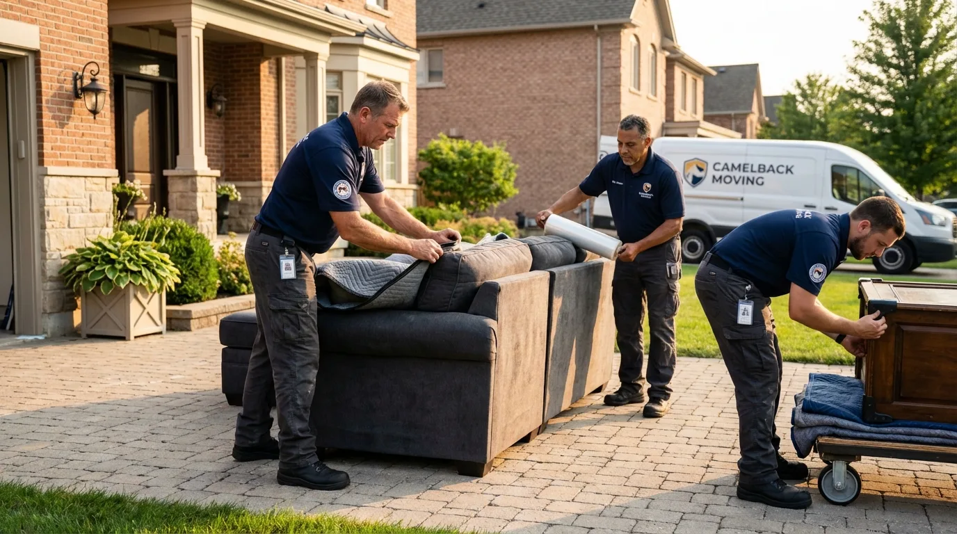 Large estate moving crew wrapping furniture in Allison Park, PA