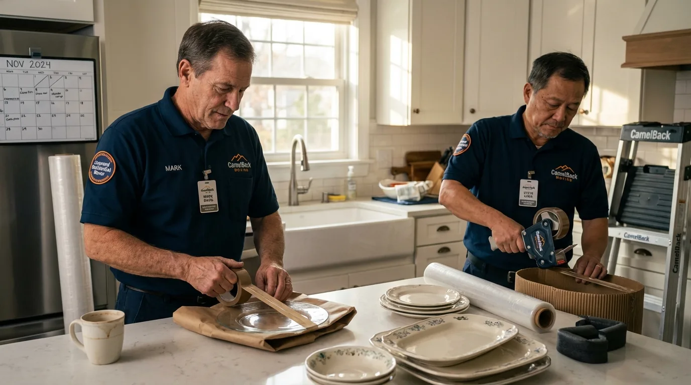 Professional crew packing kitchen dishware in Allison Park, PA
